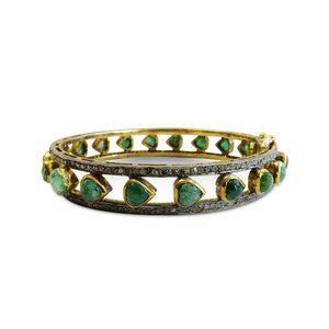 18k Gold Diamond & Emerald Bracelet